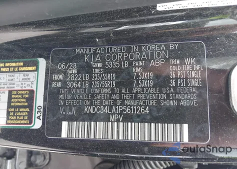 2023 Kia Ev6 Wind из США, поврежденный, VIN KNDC34LA1P5611264